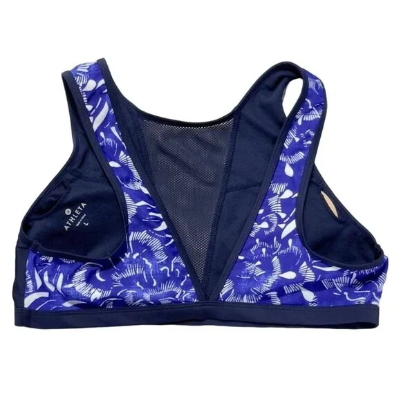 ATHLETA Women's Sports Bra Nylon Blue Breathable Comfortable Fit Mesh V Size L - Picture 6 of 8